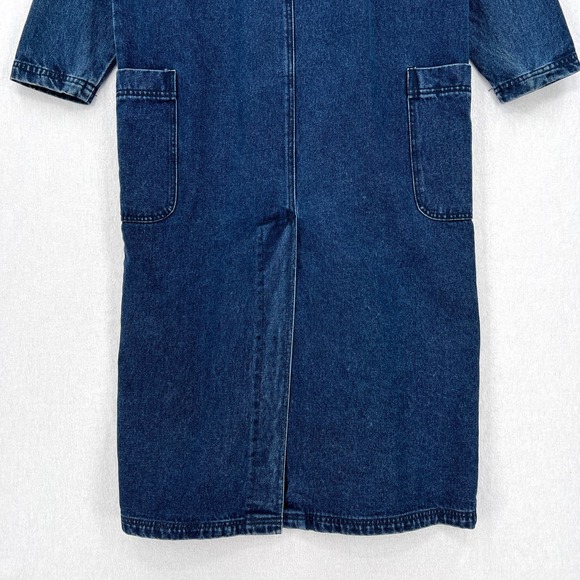 WRANGLER Vintage Denim Coat Mens Medium Blue Button Front Full Length Unisex - Picture 6 of 16